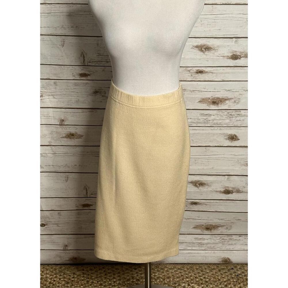Vintage St. John Collection classic office siren cream knit pencil skirt Size 12